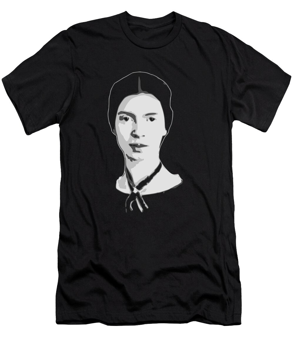 Emily T-Shirt featuring the digital art Emily Dickinson Black and White by Filip Schpindel
