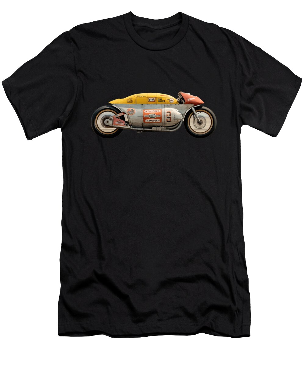  T-Shirt featuring the digital art Enclosed Cabin Land Speed Motorcycle by Yo Pedro