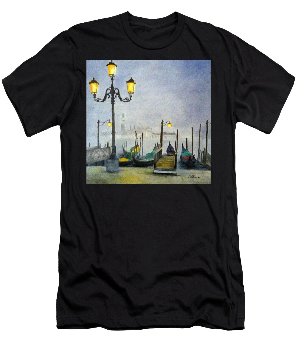 Venice T-Shirt featuring the painting Evening in Venice by Juliette Becker
