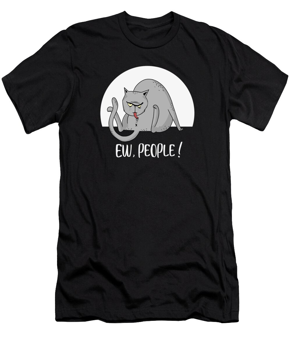 Ew People T-Shirt featuring the digital art EW People Funny fat lazy cat by Toms Tee Store