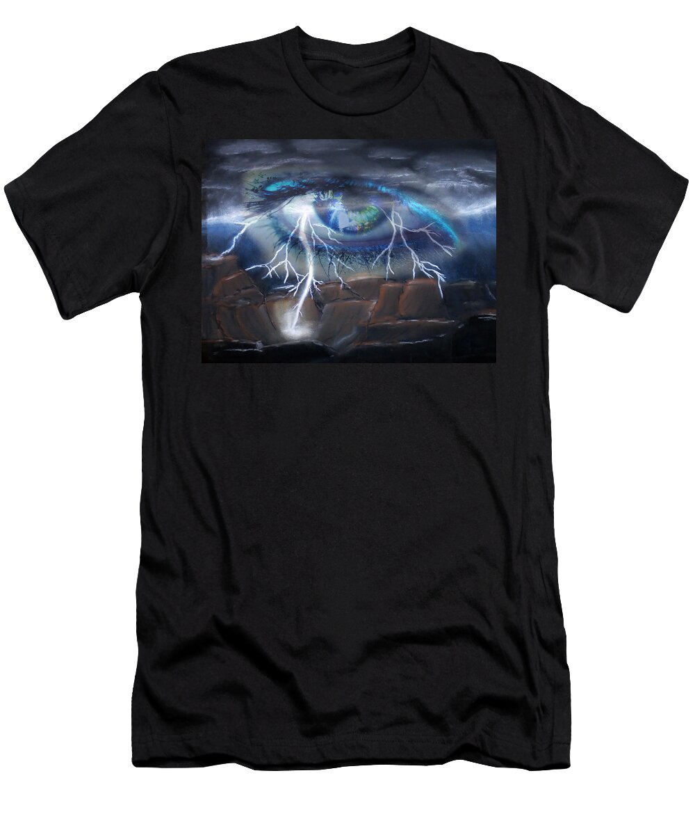 Eyes T-Shirt featuring the mixed media Eye of the Storm by Ronald Mills