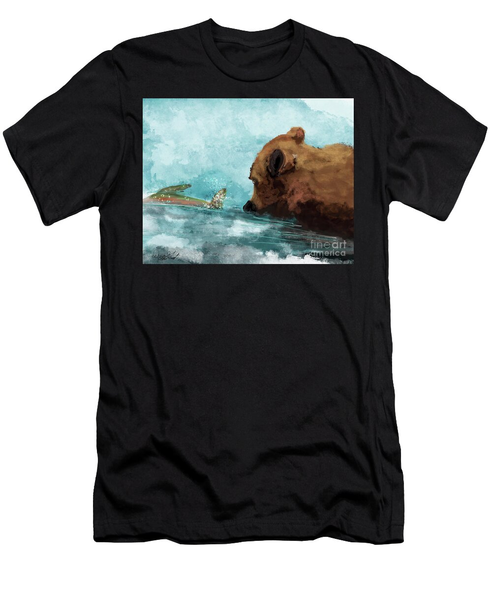 Ber T-Shirt featuring the digital art Eye on the Target Fishing Bear by Doug Gist