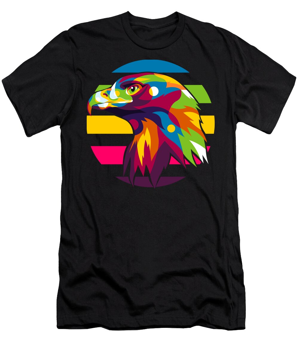 Fly T-Shirt featuring the digital art Falcon Head Pop Art Style by Lintang Wicaksono