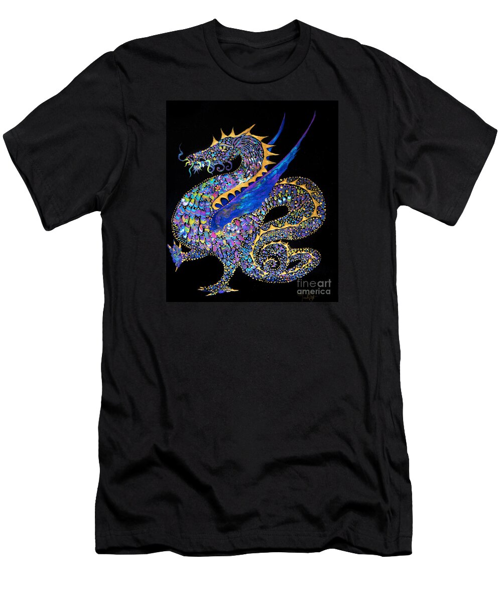 Dragon Fantasy-creature Dragon-illustration Winged-dragon T-Shirt featuring the painting Fancy Dragon 7333 by Priscilla Batzell Expressionist Art Studio Gallery