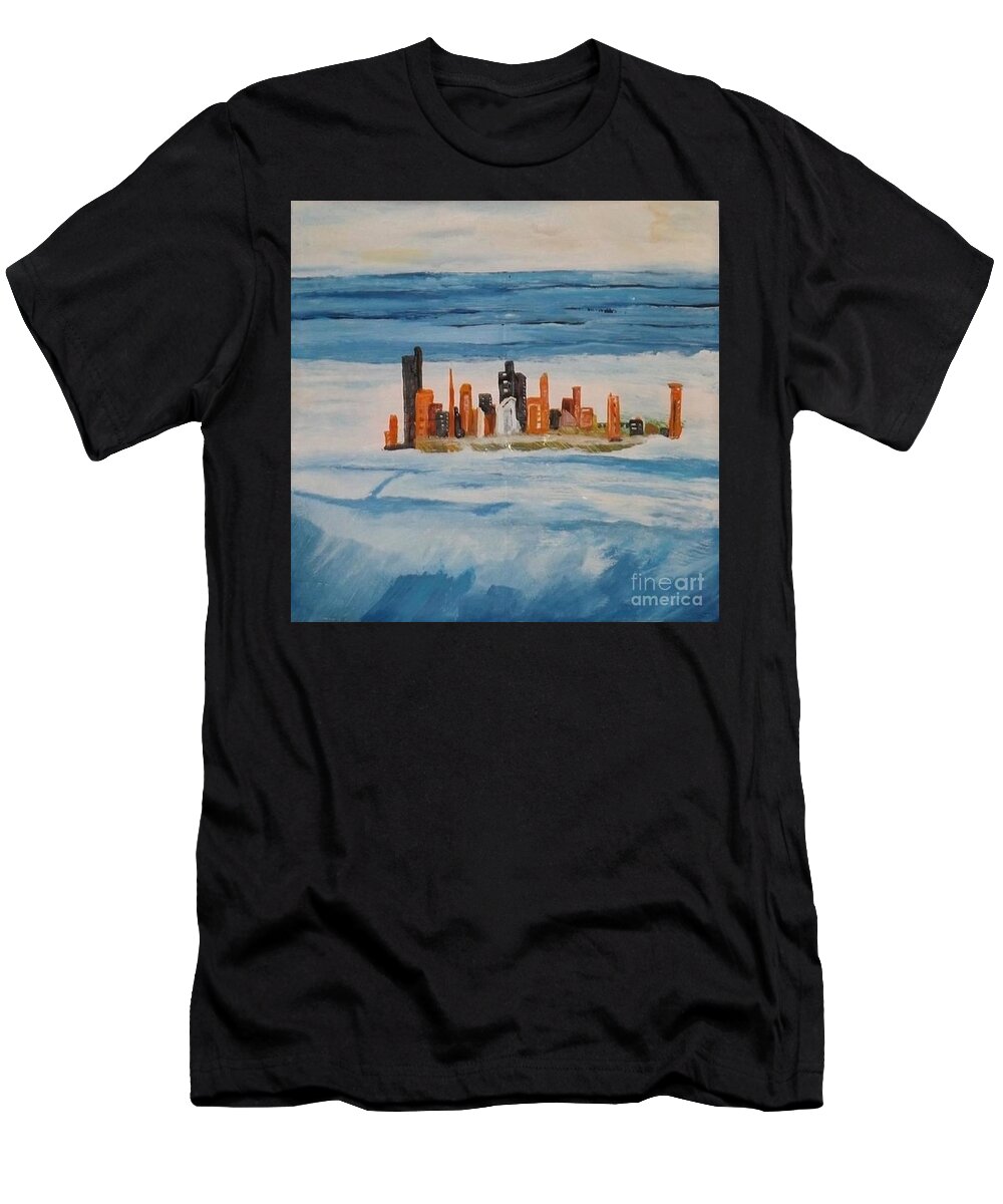 Seascape T-Shirt featuring the painting Fantasy Island by Denise Morgan