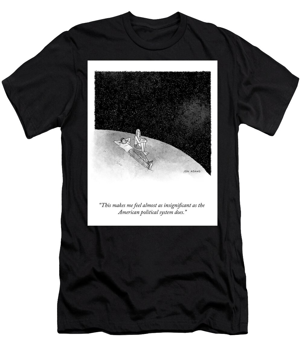 A27001 T-Shirt featuring the drawing Feeling Insignificant by Jon Adams