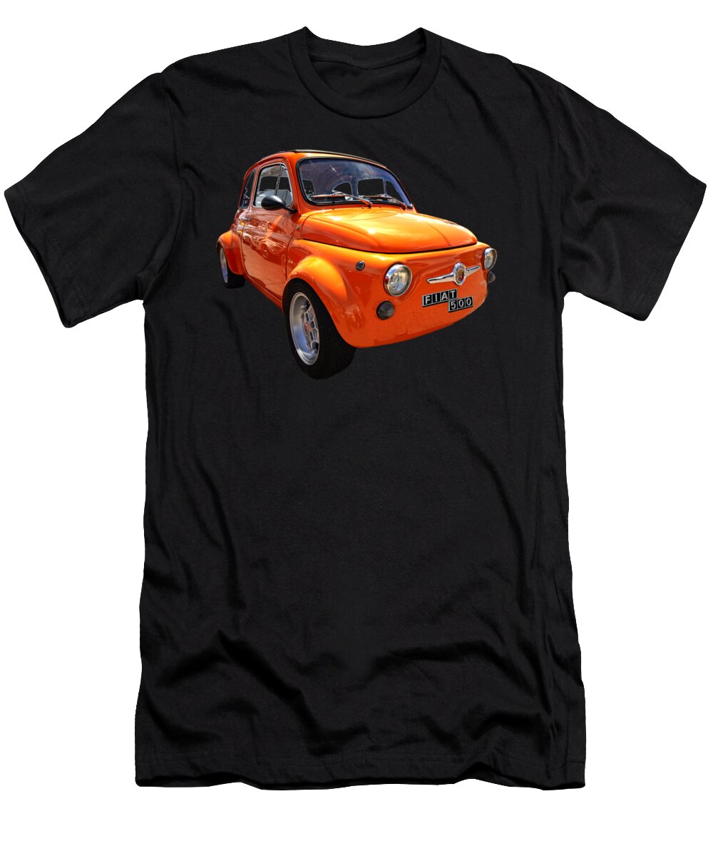 Fiat 500 T-Shirt featuring the photograph Fiat 500 Orange by Worldwide Photography