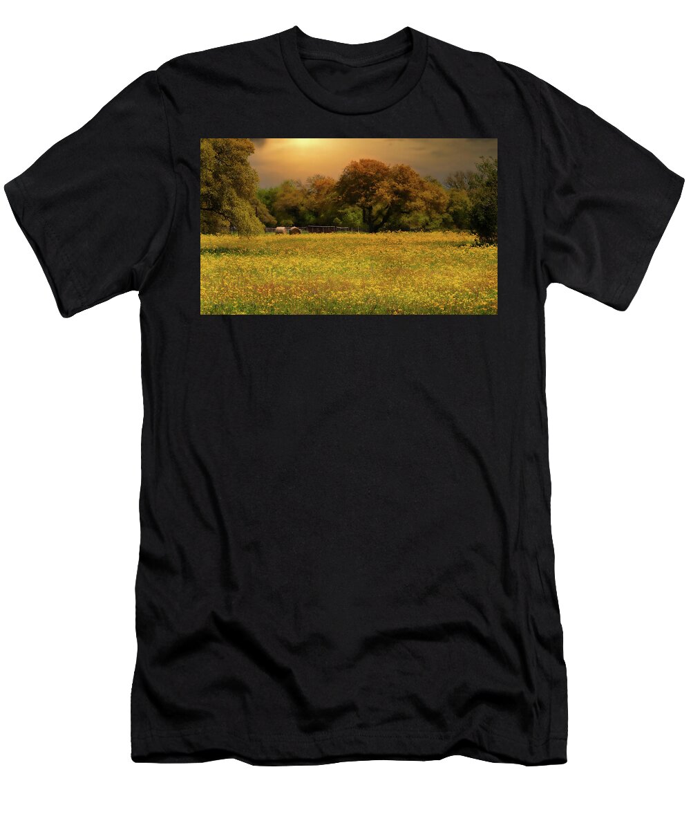 Sunset T-Shirt featuring the digital art Fields of Gold by Stephen Anderson