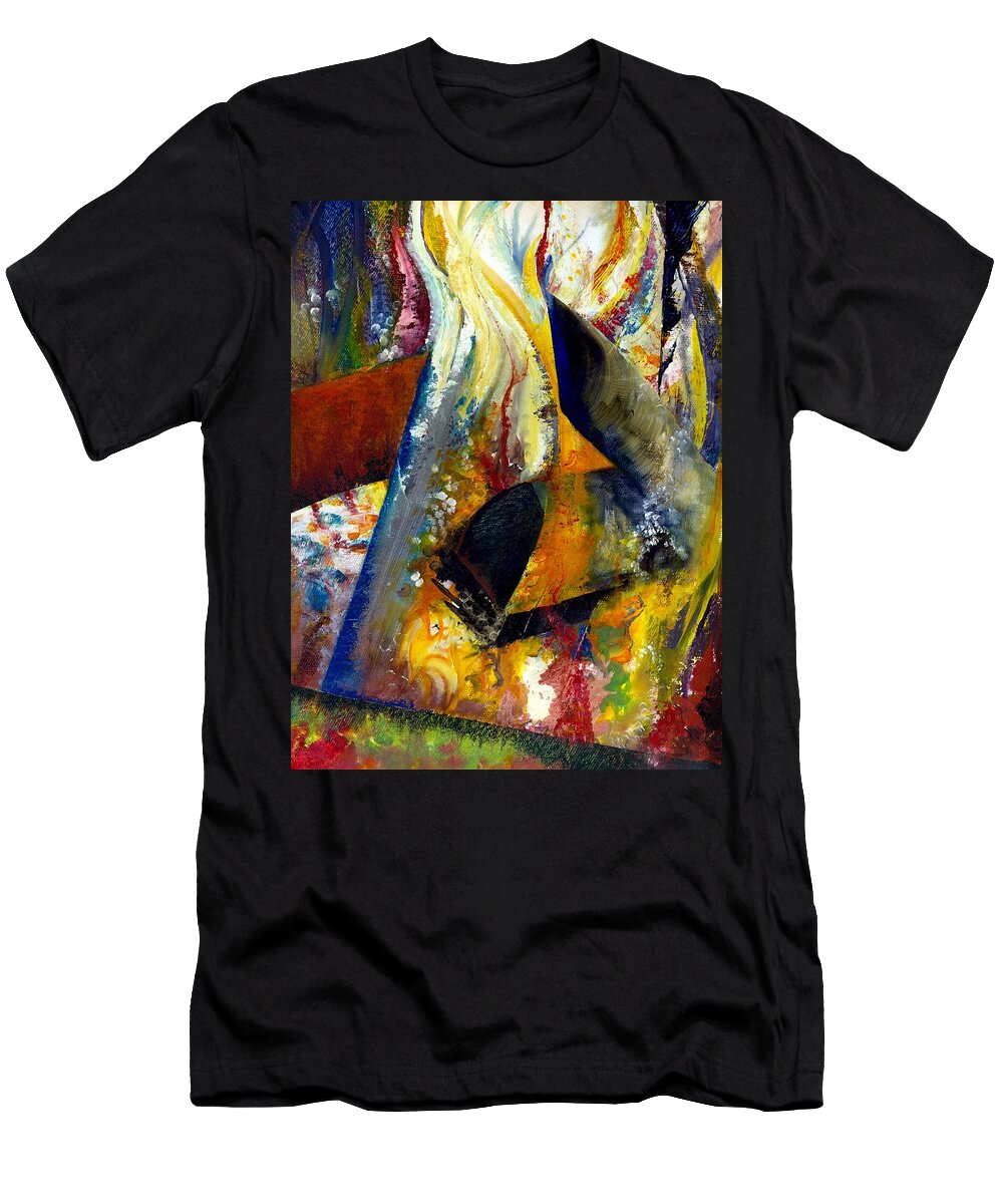 Rustic T-Shirt featuring the painting Fire Abstract Study by Michelle Calkins