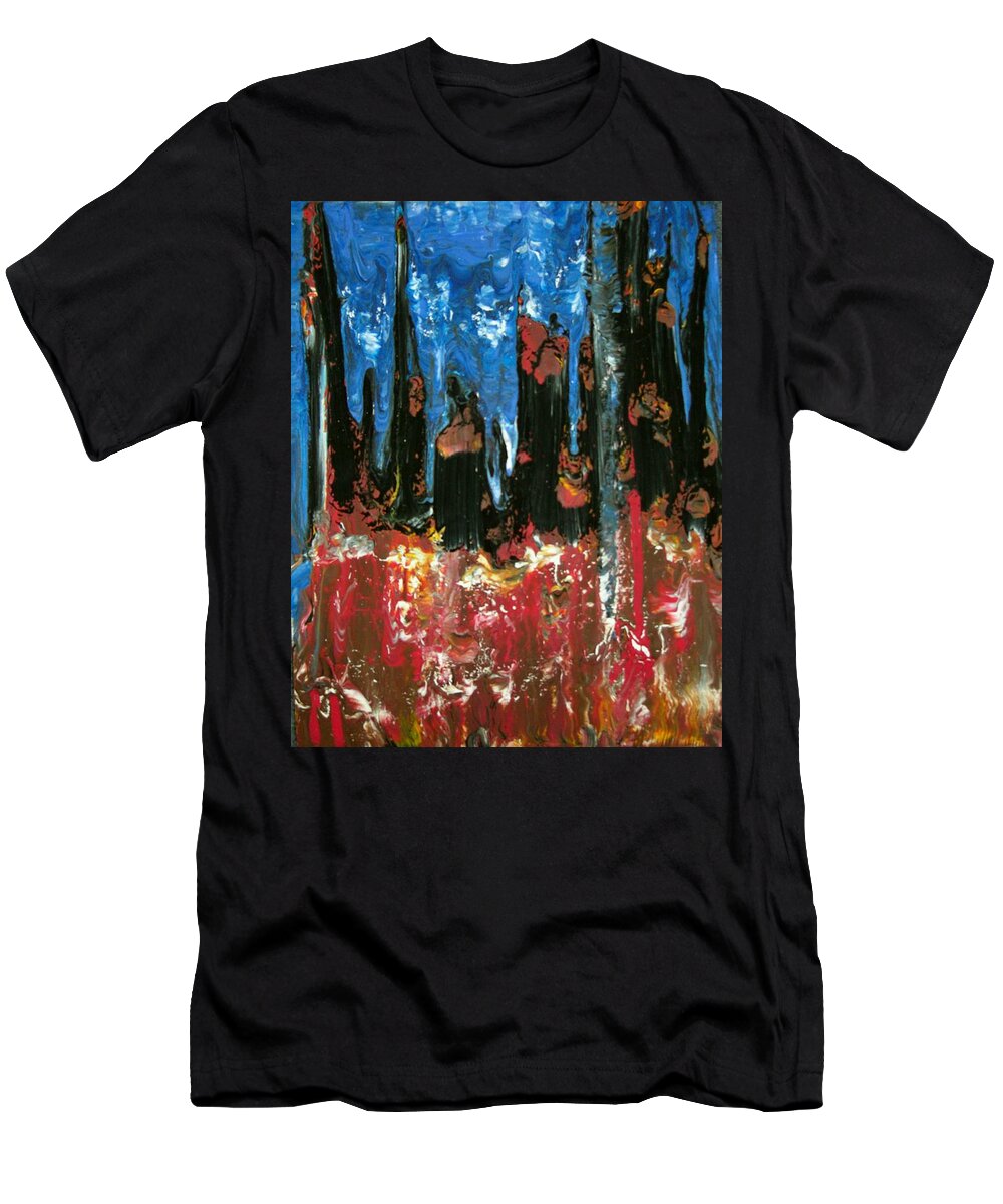 Deborah Ann Baker T-Shirt featuring the painting Fire by Deborah Ann Baker