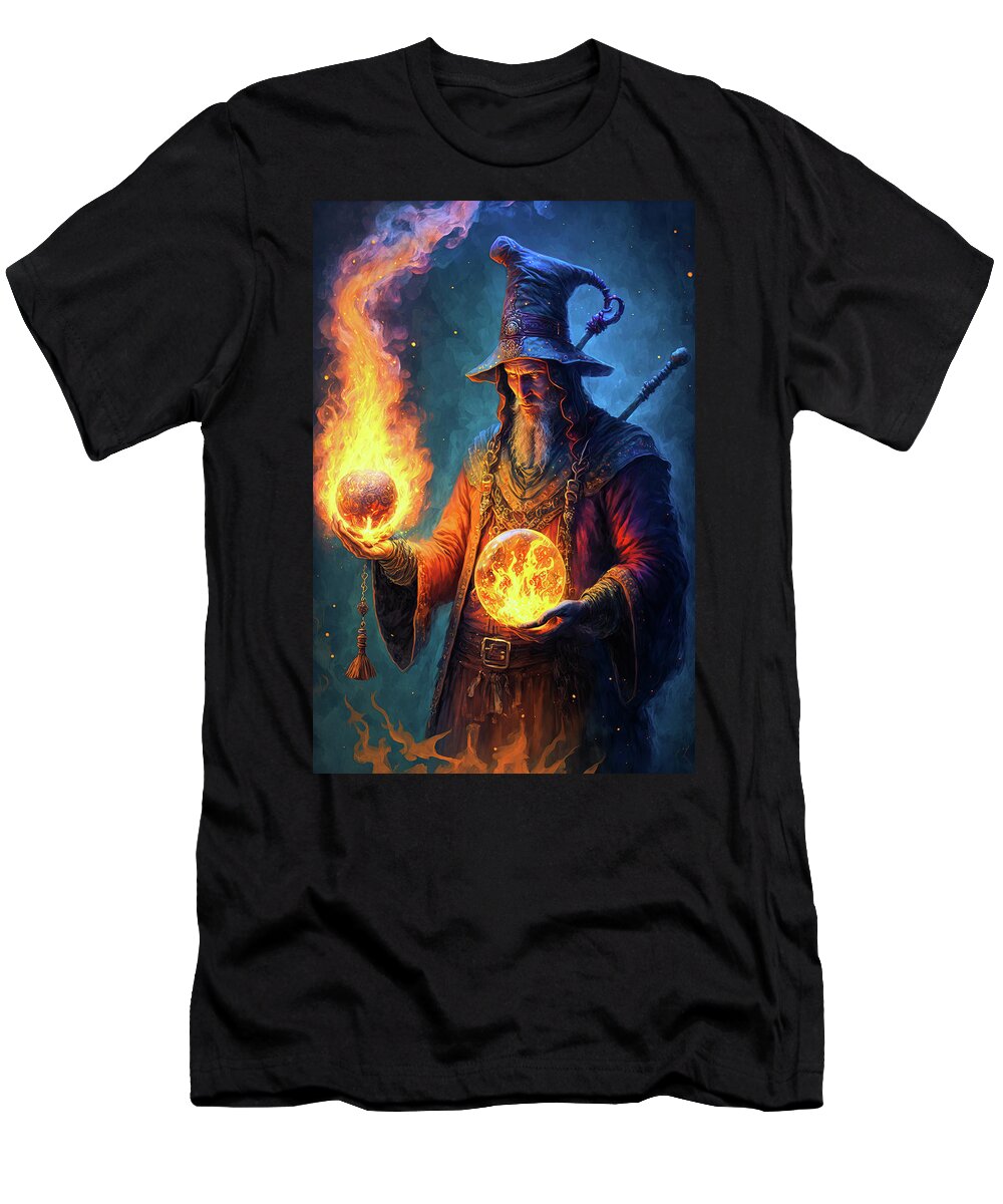Magician T-Shirt featuring the digital art Fire Magician 01 by Matthias Hauser
