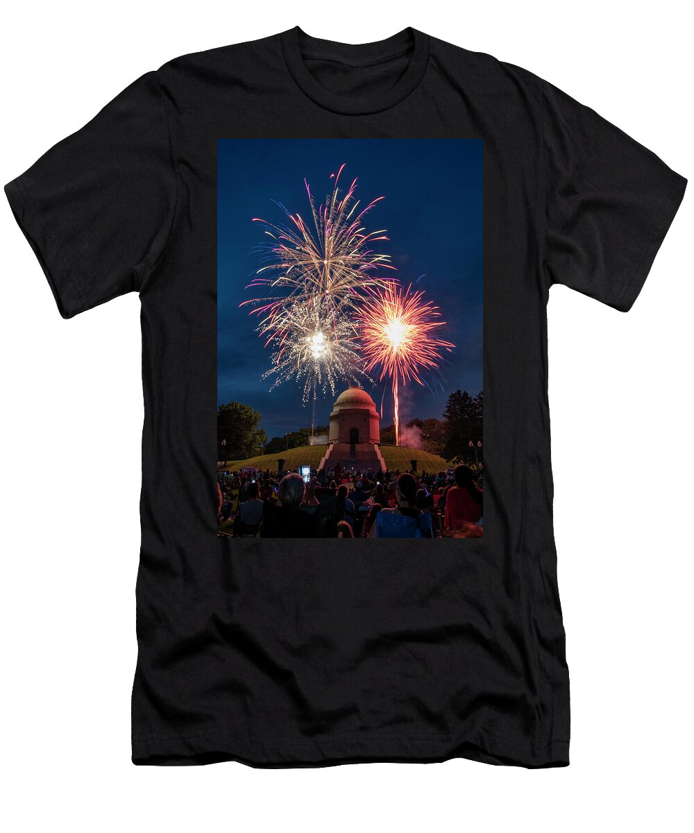 Fireworks T-Shirt featuring the photograph Fireworks at McKinley Memorial by Rosette Doyle