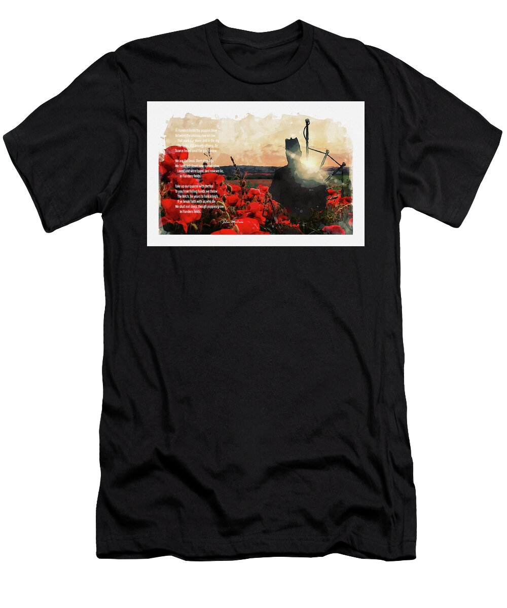 Soldier Poppies T-Shirt featuring the digital art Flanders Field by Airpower Art