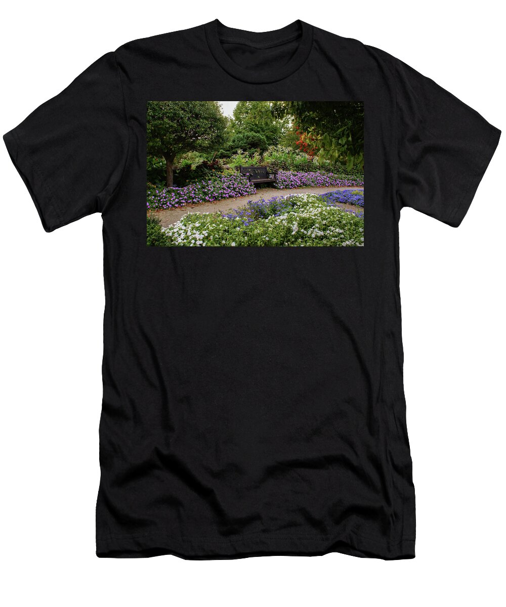 Boerner Botanical Gardens T-Shirt featuring the photograph Flower Seating by Deb Beausoleil