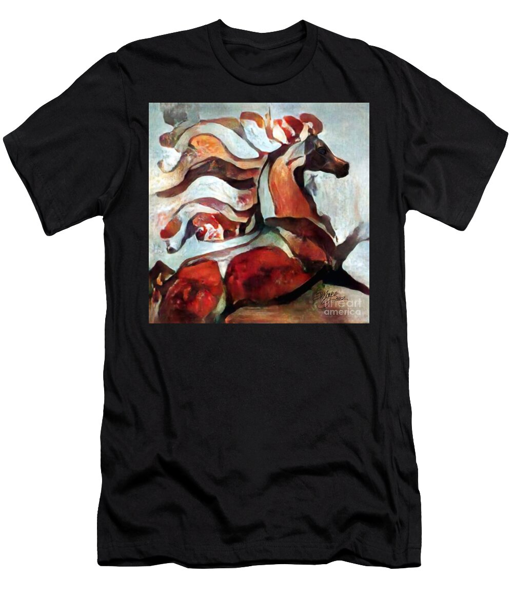 Equestrian Art T-Shirt featuring the digital art Flying Mane 001 by Stacey Mayer by Stacey Mayer