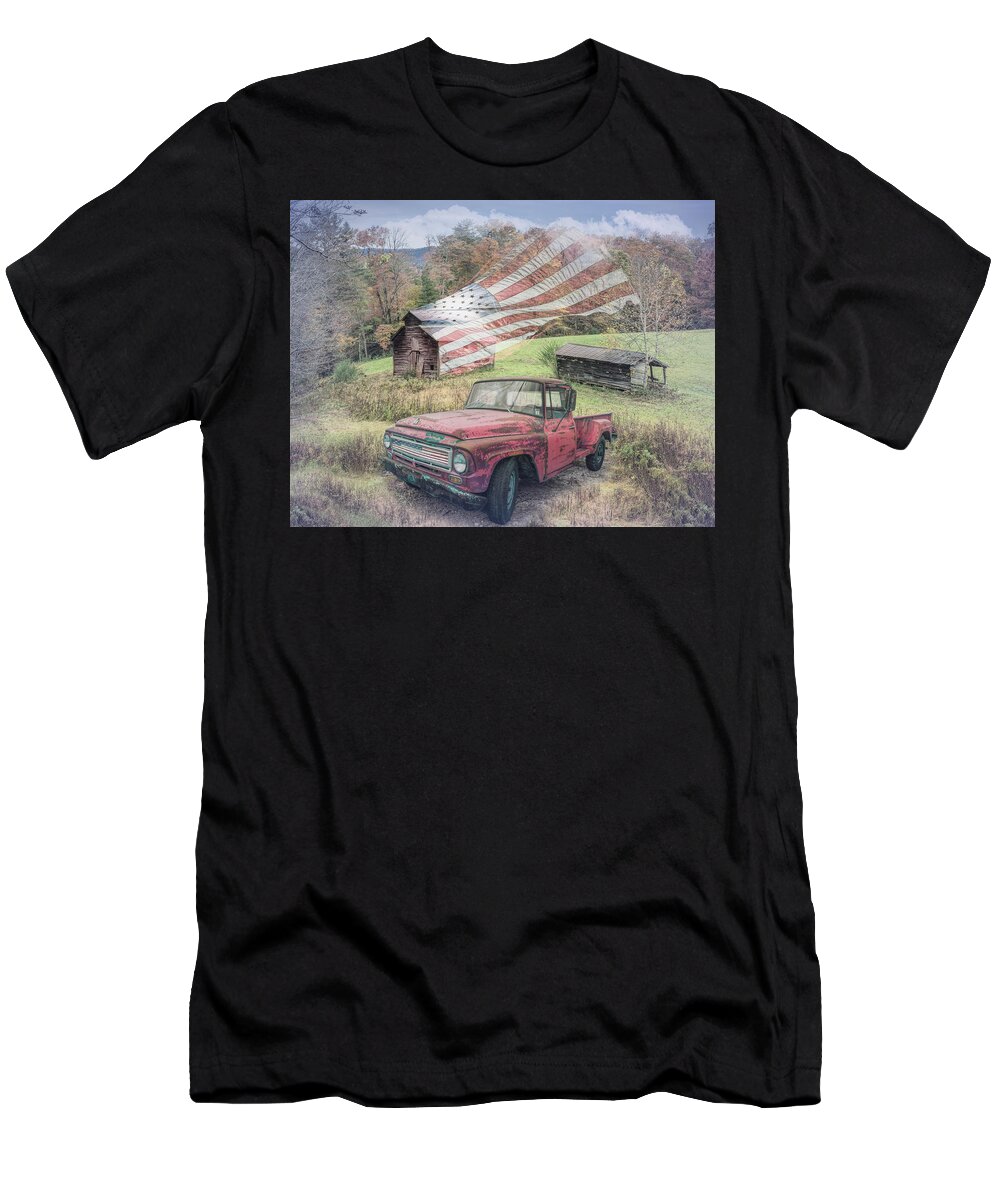 Truck T-Shirt featuring the photograph Flying the Country Colors by Debra and Dave Vanderlaan