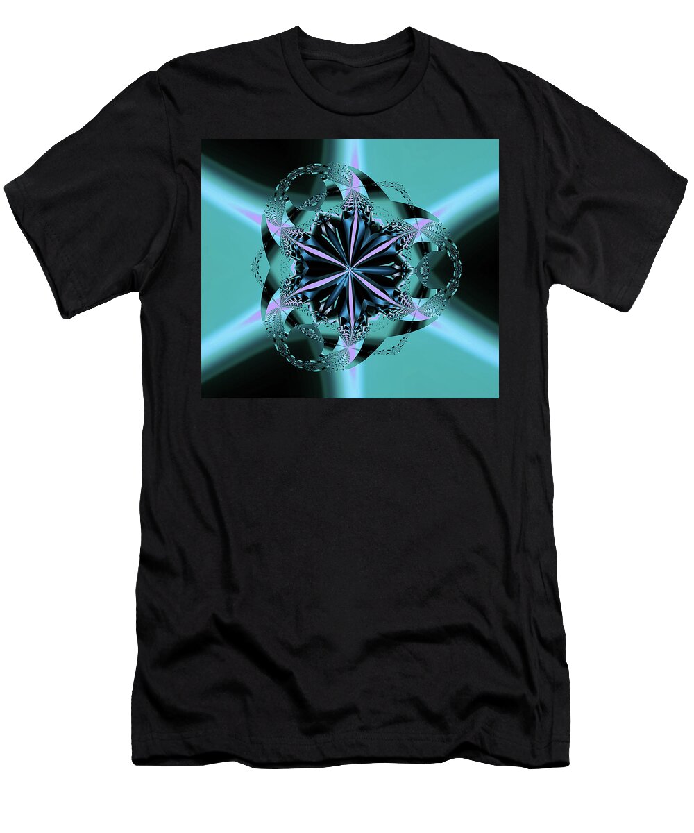 Abstract T-Shirt featuring the photograph Fractal Geometry in Blue and Violet by Lowell Monke