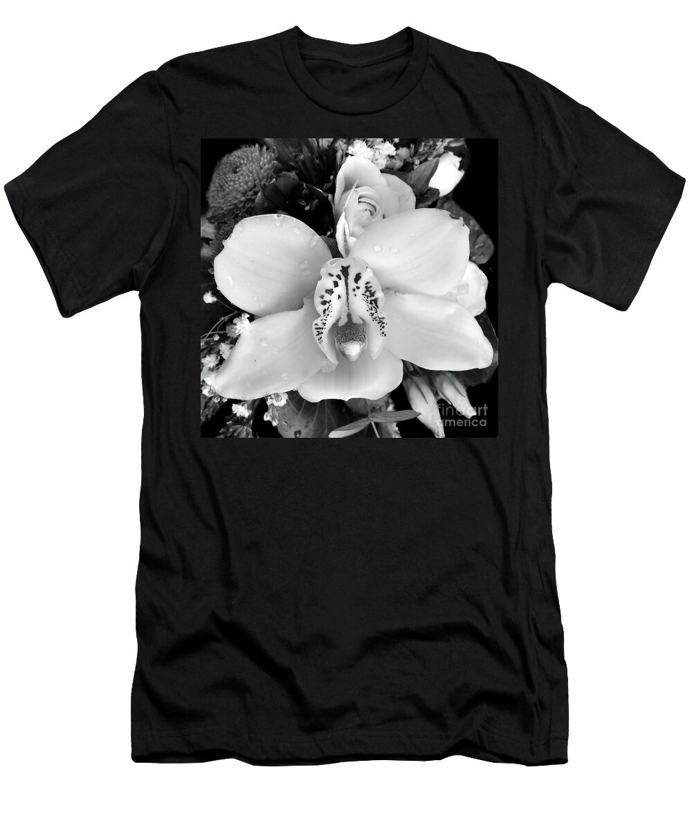 Nature T-Shirt featuring the photograph Fragrance of White Orchid 002BNW by Leonida Arte