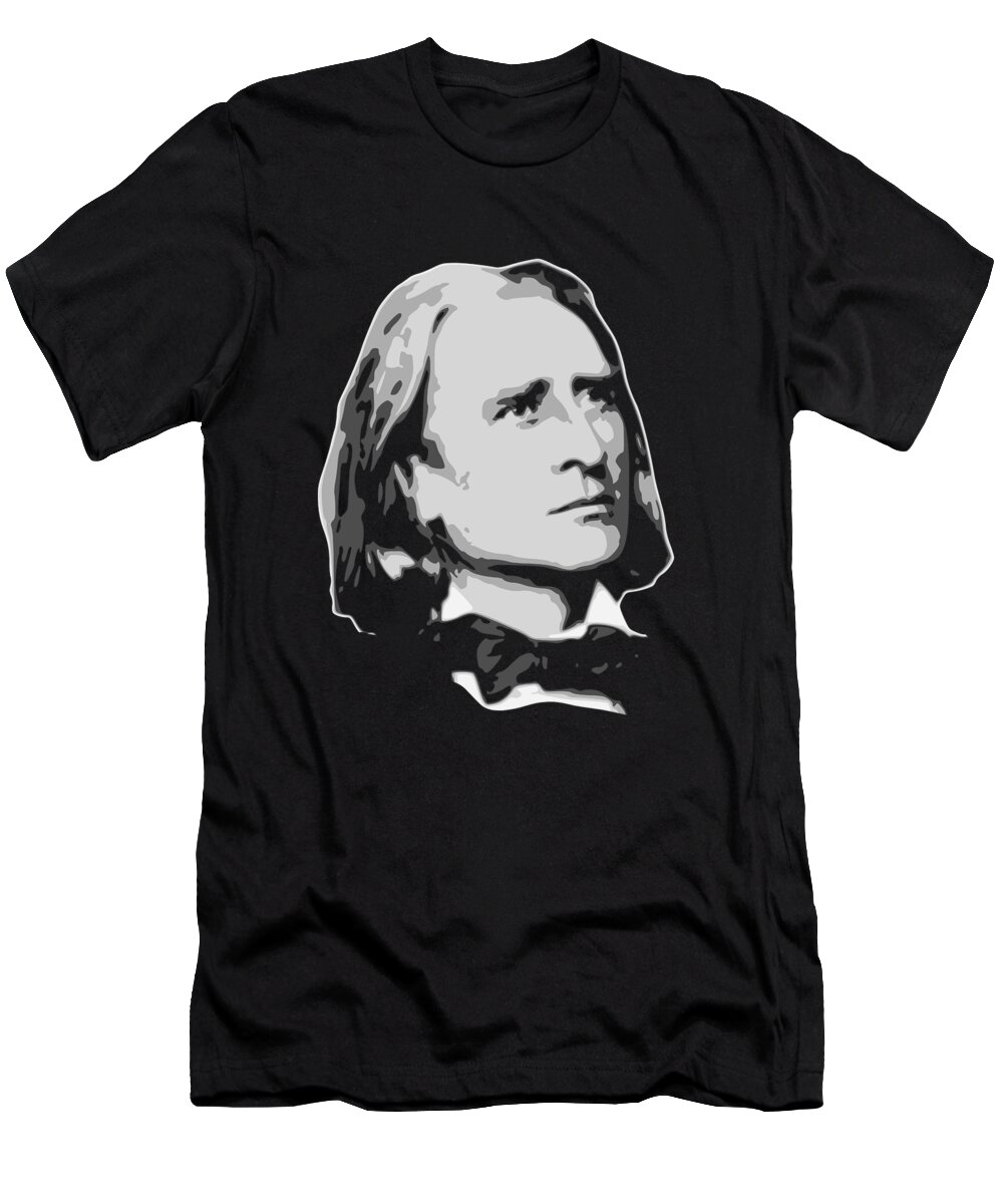 Franz T-Shirt featuring the digital art Franz Liszt Black and White by Megan Miller