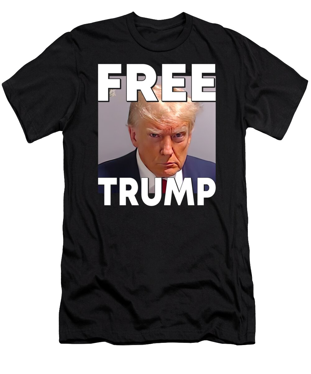 Cool T-Shirt featuring the digital art Free Trump Mugshot by Flippin Sweet Gear