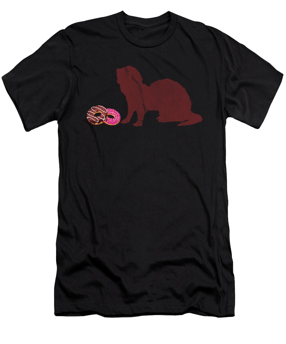 Ferret T-Shirt featuring the digital art Frettchen mit Donuts by TenShirt