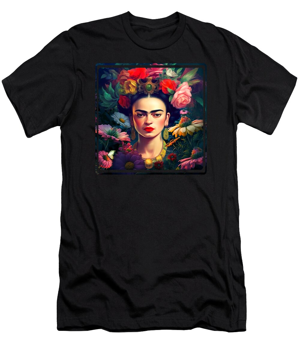 Frida Kahlo T-Shirt featuring the painting Frida Kahlo Self Portrait 6 by Mark Ashkenazi