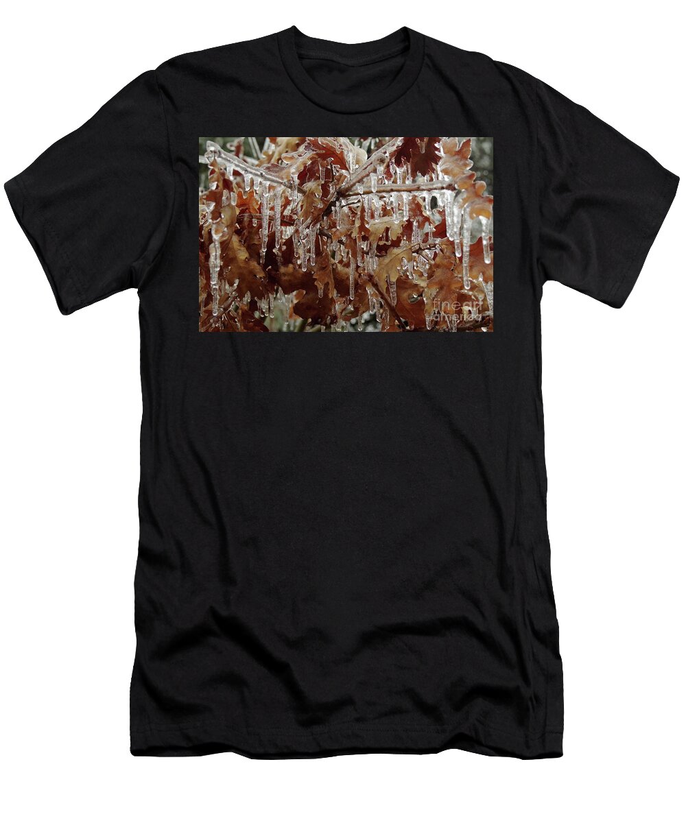 Ice T-Shirt featuring the photograph Frozen Oak by Randy Pollard