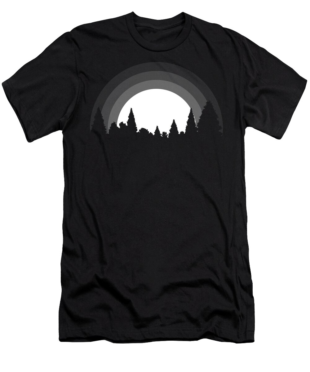 Glow T-Shirt featuring the digital art Full Moon Trees Silhouette by Pelo Blanco Photo