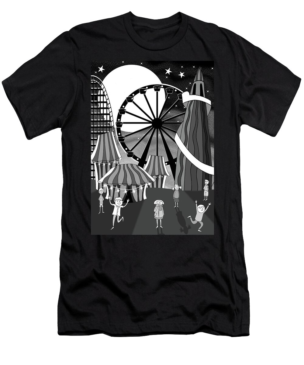Funfair T-Shirt featuring the mixed media Funfair by Andrew Hitchen
