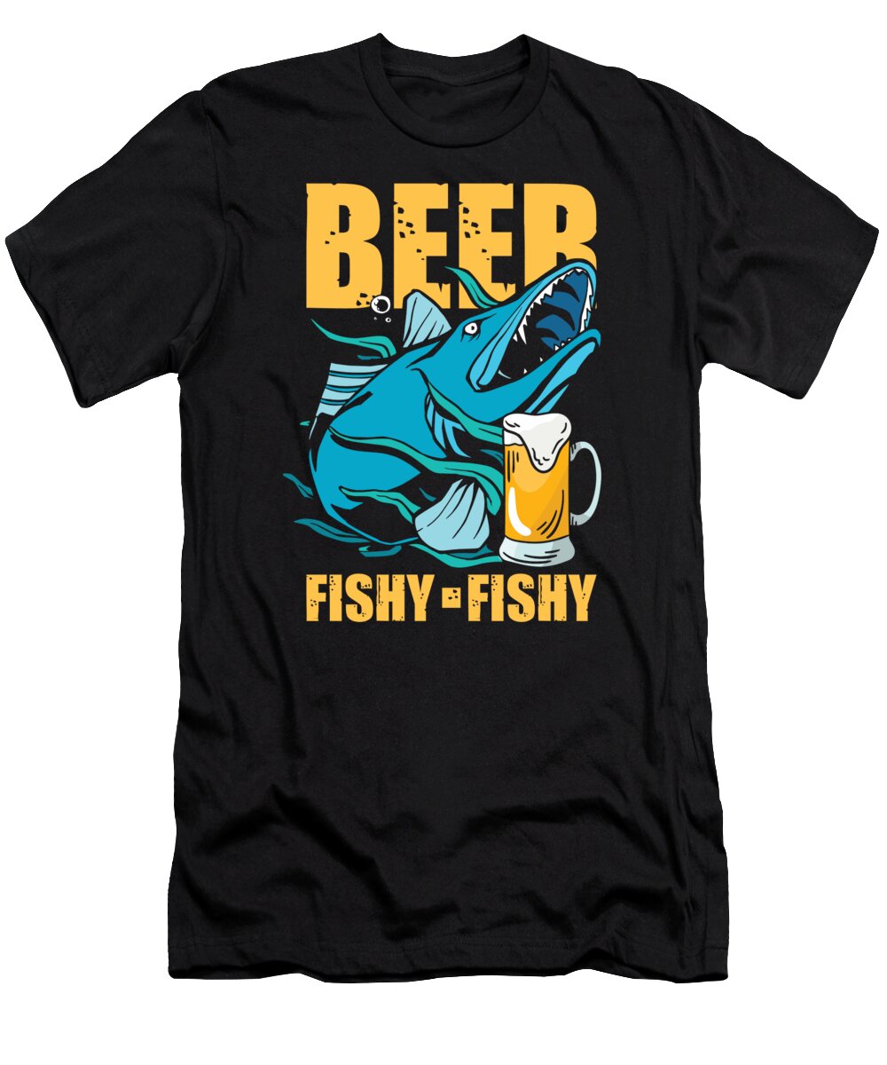 Funny Fishing Gifts Gear Beer Fishy Fish T-Shirt by Tom Publishing