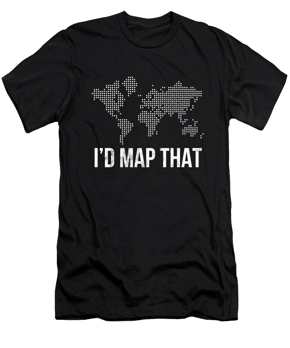 Geek T-Shirt featuring the drawing Funny Geography ID Map That Satellite Imaging by Noirty Designs