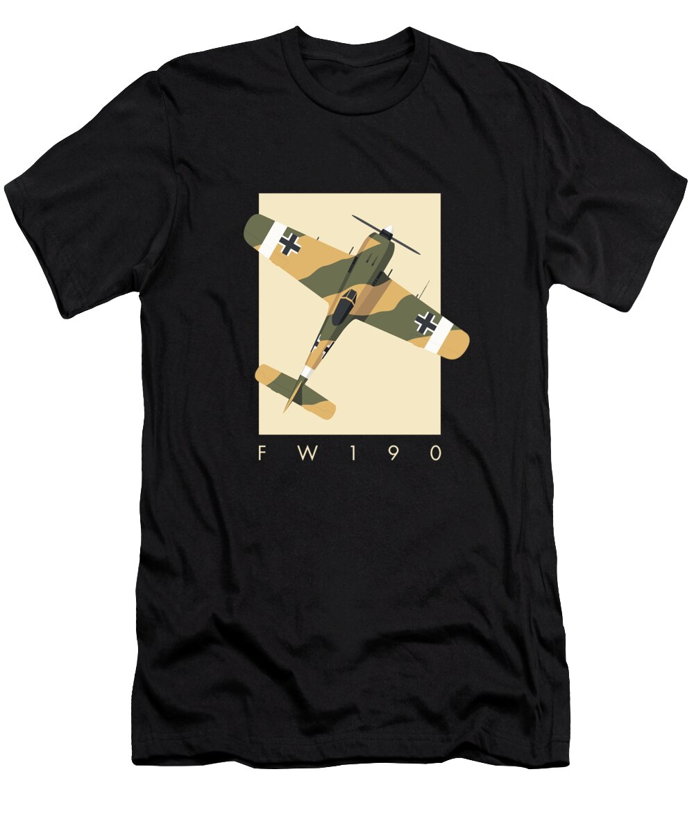 Aircraft T-Shirt featuring the digital art Fw-190 German WWII Fighter Aircraft - Tan by Organic Synthesis