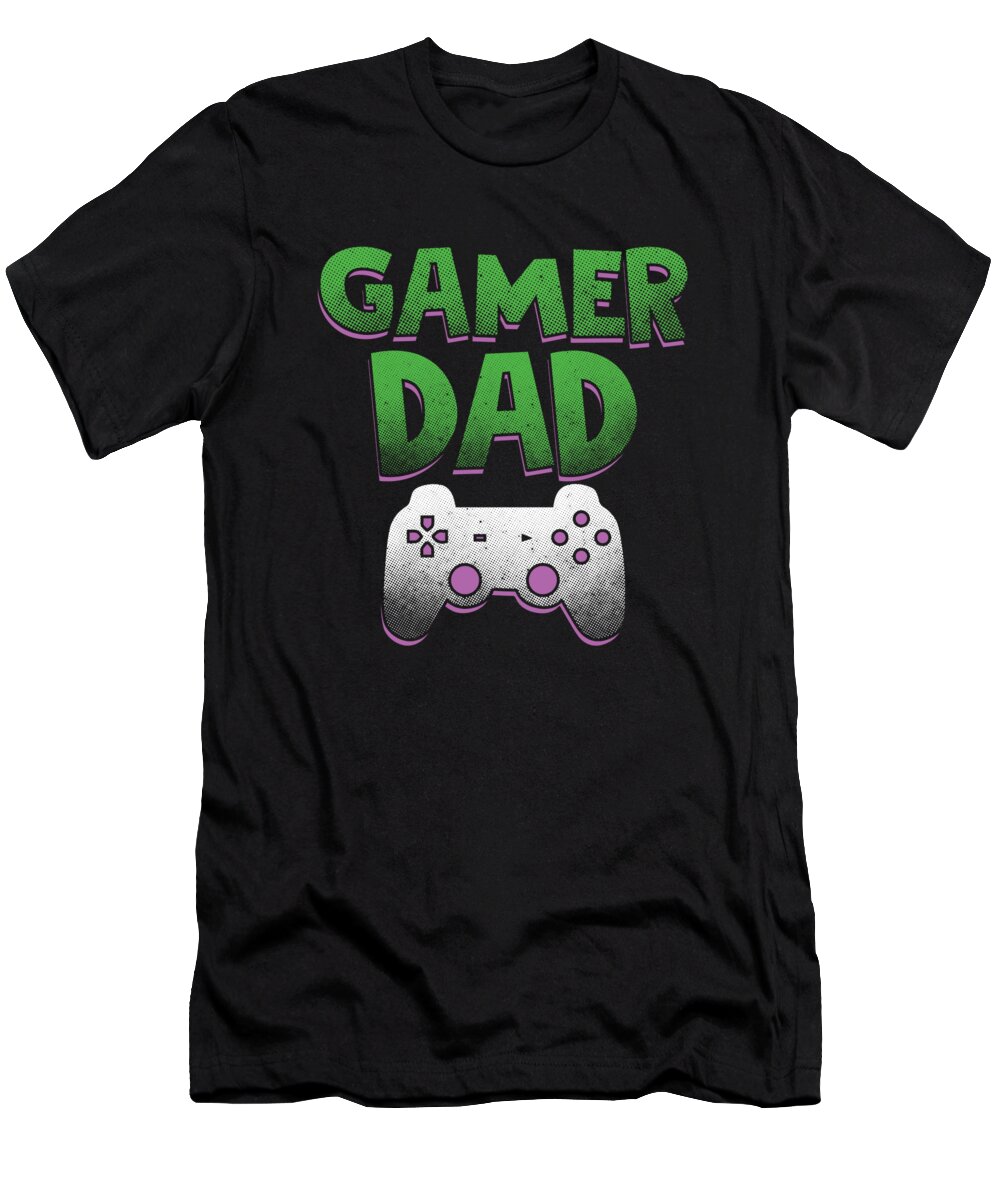 Gamer T-Shirt featuring the digital art Gamer Dad Nerd Computer Video Player Gift by Thomas Larch