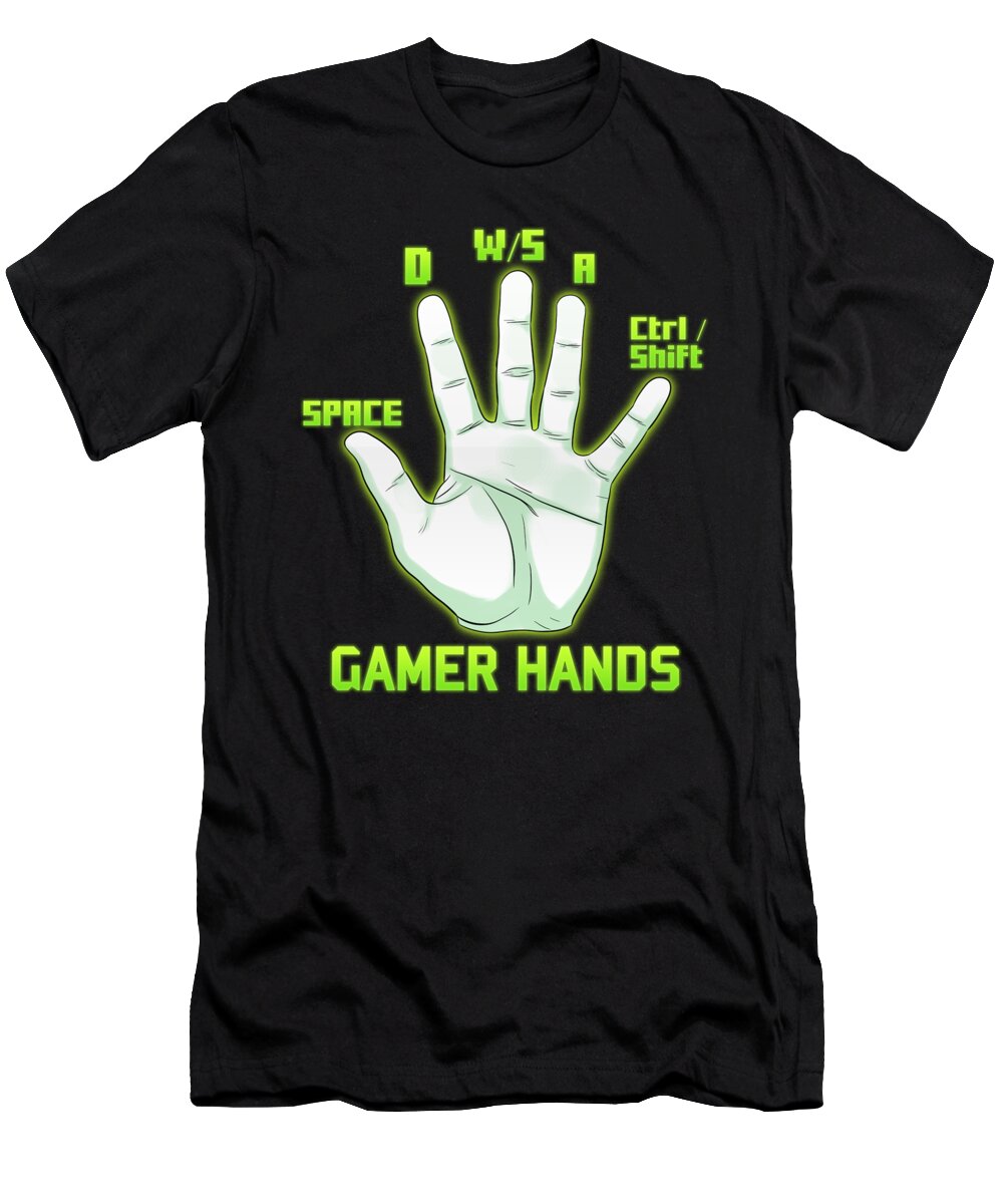 Gamer Hands T-Shirt featuring the digital art Gamer Hands by Steven Zimmer