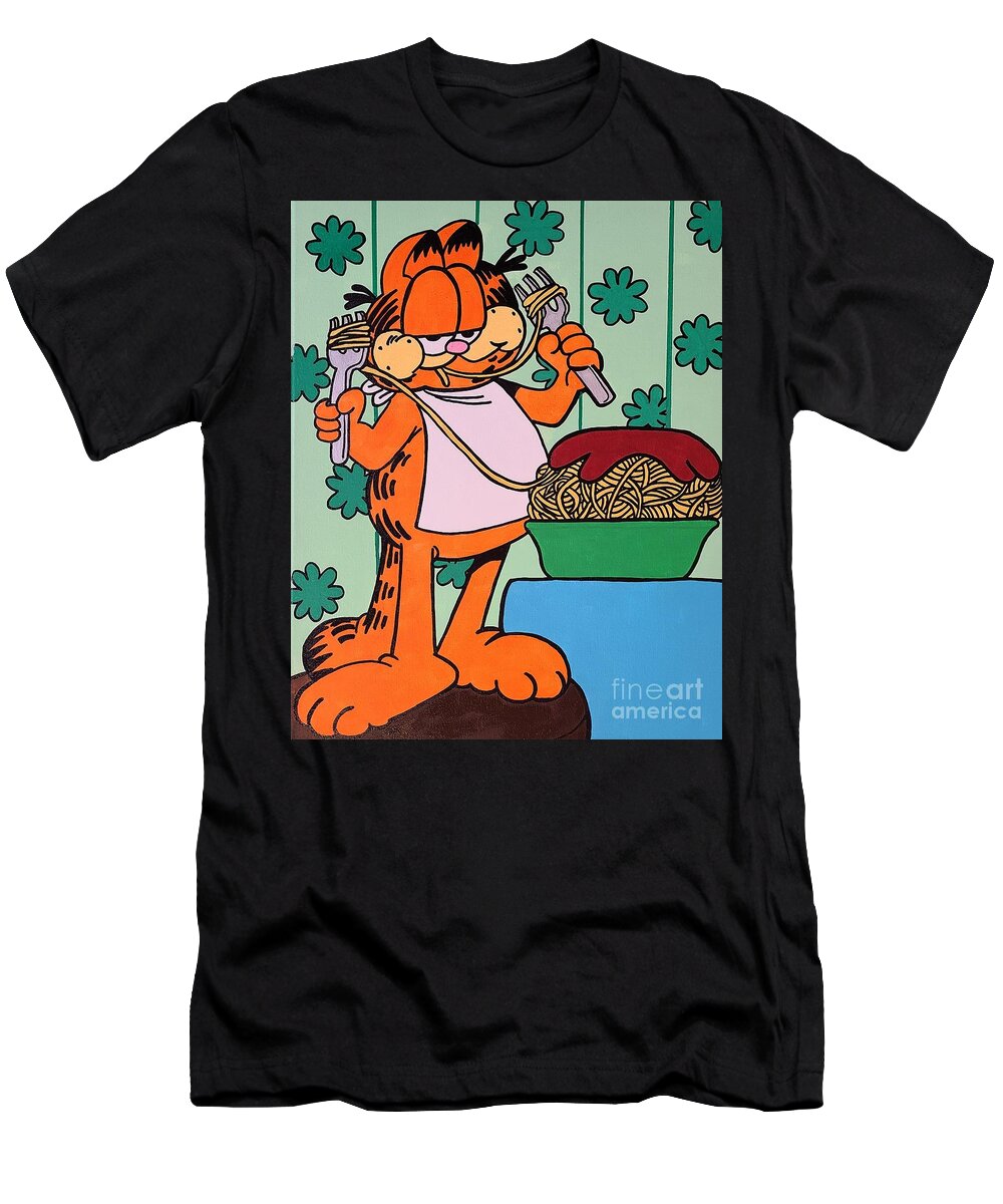 Garfield T-Shirt featuring the painting Bon Appetit by Elena Pratt