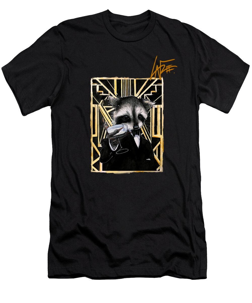 Great Gatsby T-Shirt featuring the drawing Gatsby Raccoon by John LaFree