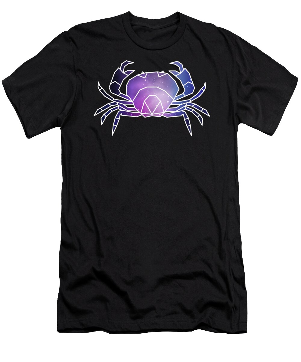 Animal T-Shirt featuring the digital art Geometric Cancer Low Poly Galaxy Marine Animal by Mister Tee