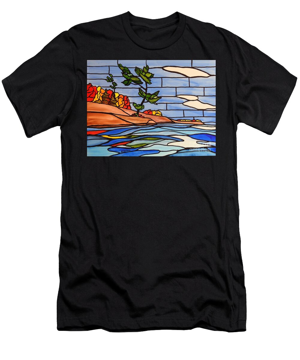 Alcohol Ink T-Shirt featuring the painting Georgian Bay SG15 by Petra Burgmann