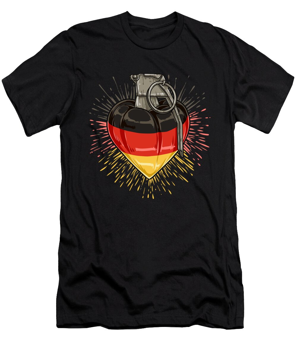 Heart T-Shirt featuring the digital art Germany Explosive German Love by Mister Tee