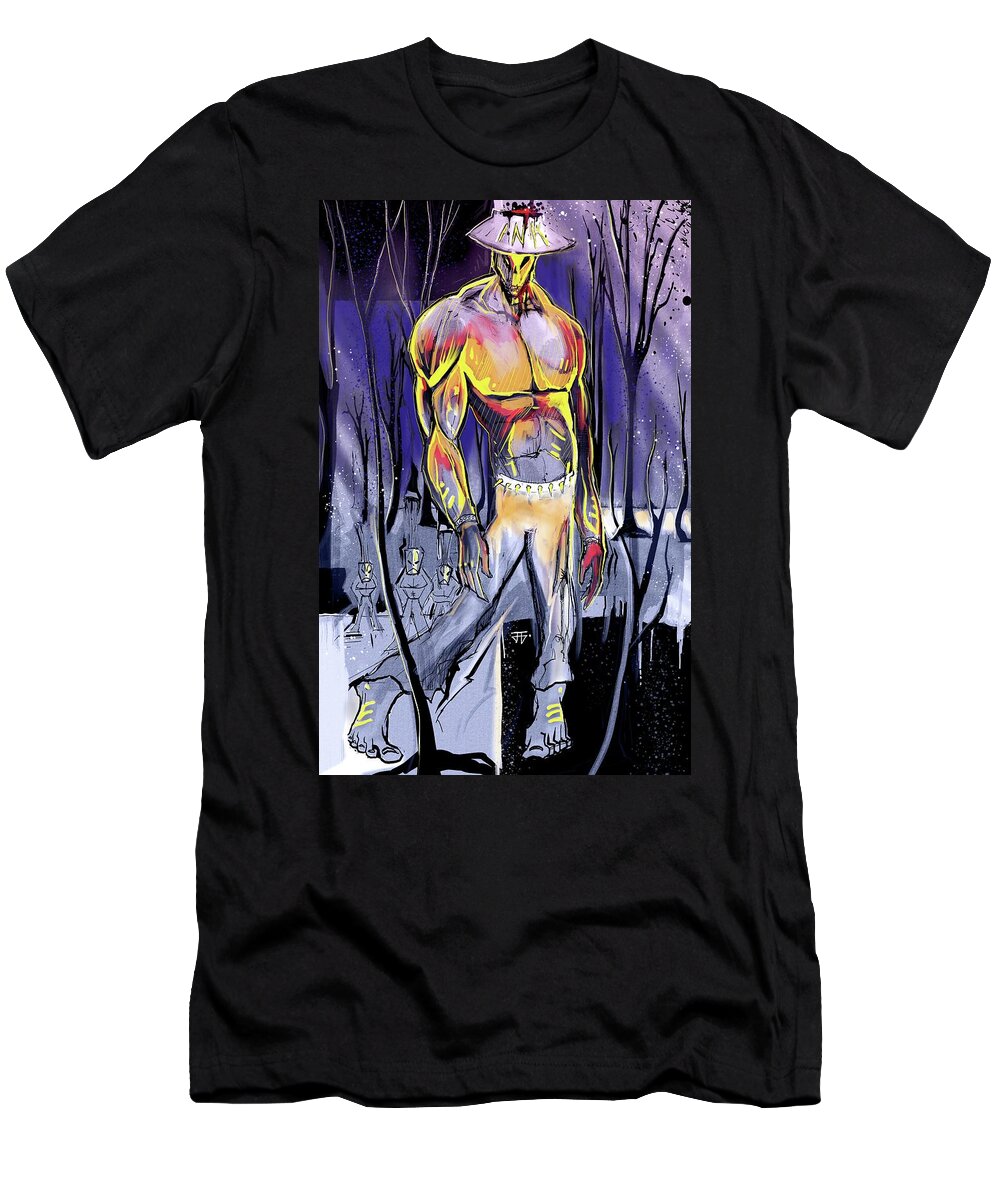 Gold Ink T-Shirt featuring the painting Gold Ink by John Gholson