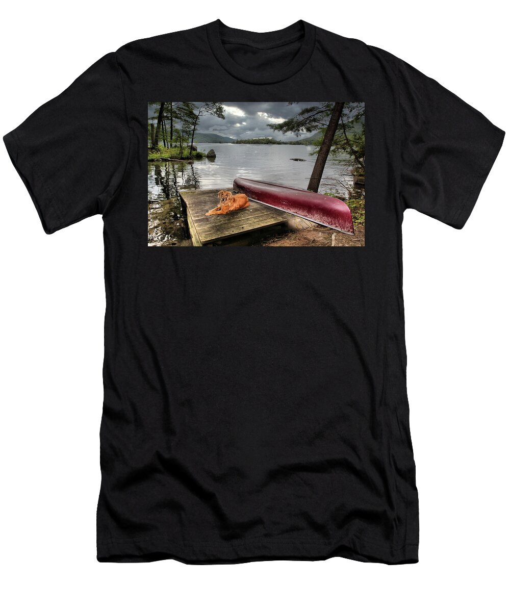 Lake T-Shirt featuring the photograph Golden Lake Storm Overhead by Russ Considine