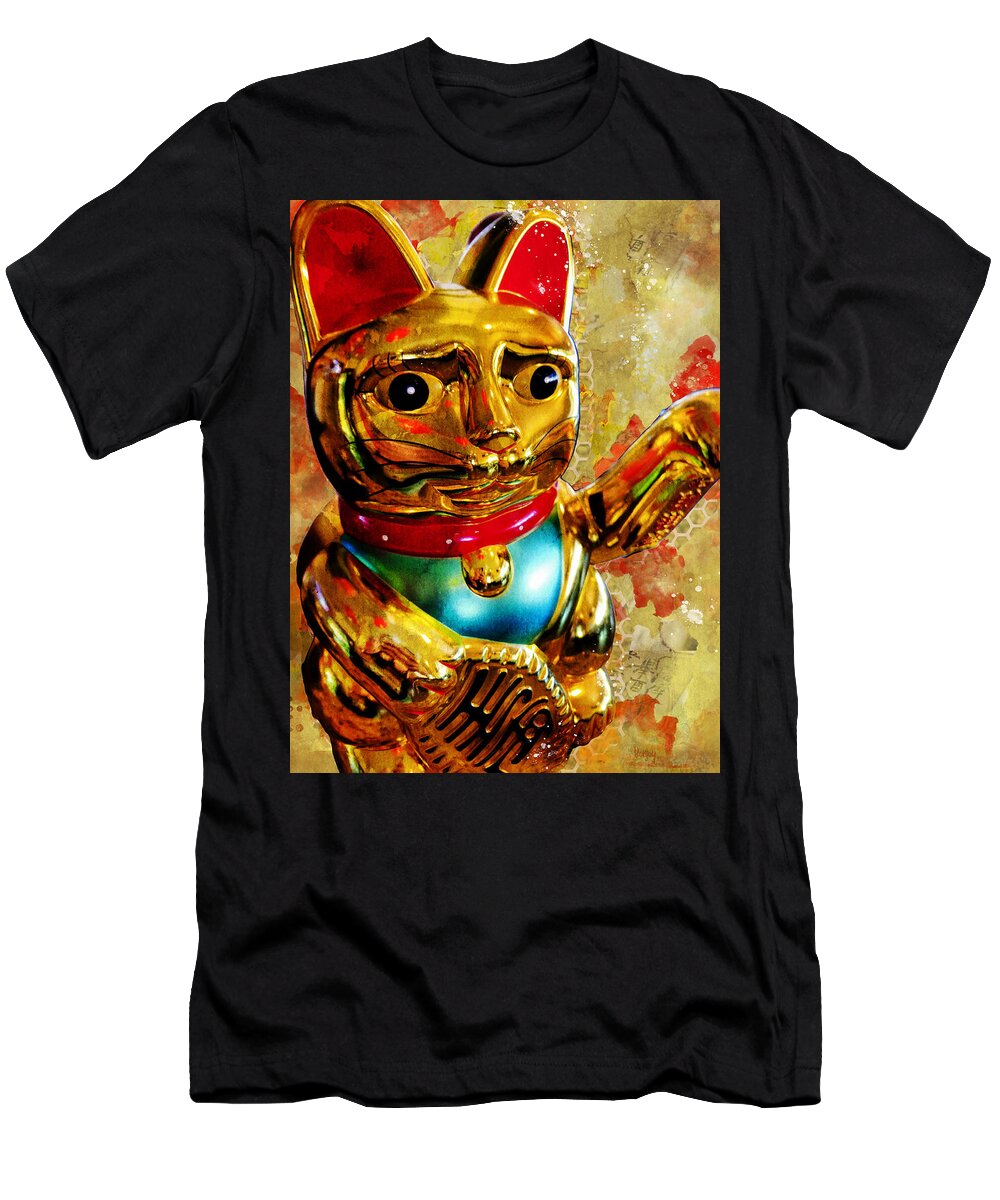 Cat T-Shirt featuring the digital art Good Fortune by Bonny Puckett