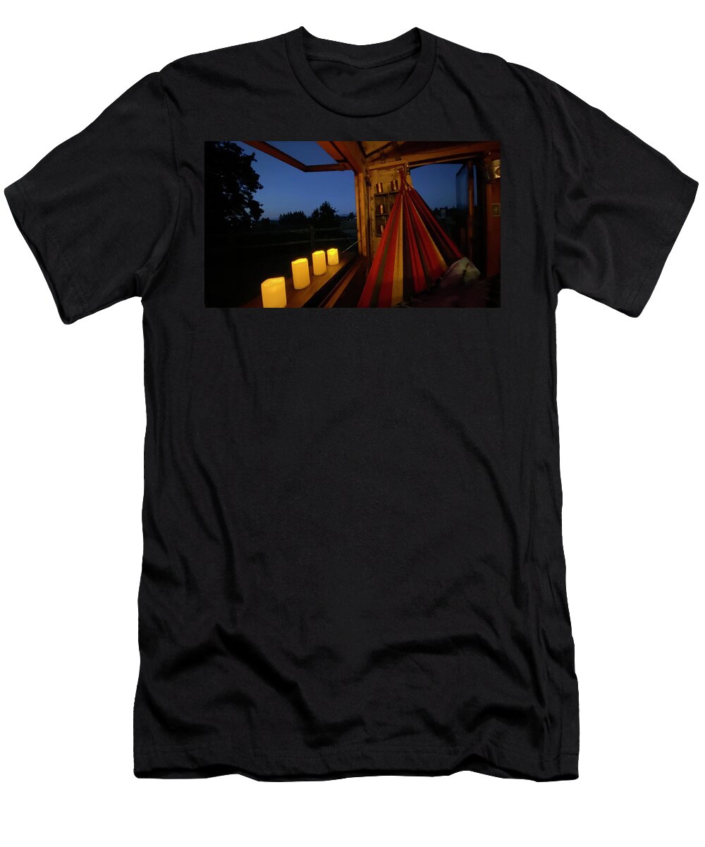 Goodnight Tiny Cabin T-Shirt featuring the photograph Goodnight Tiny Cabin by Amazing Grace
