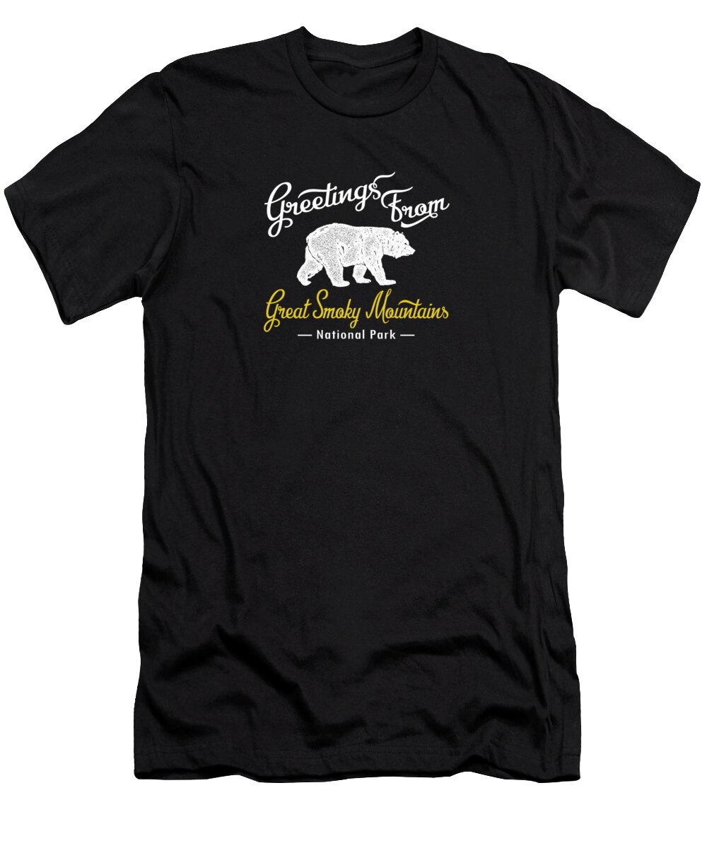 Great Smoky Mountains T-Shirt featuring the digital art Great Smoky Mountains National Park Chalk Bear by Flo Karp