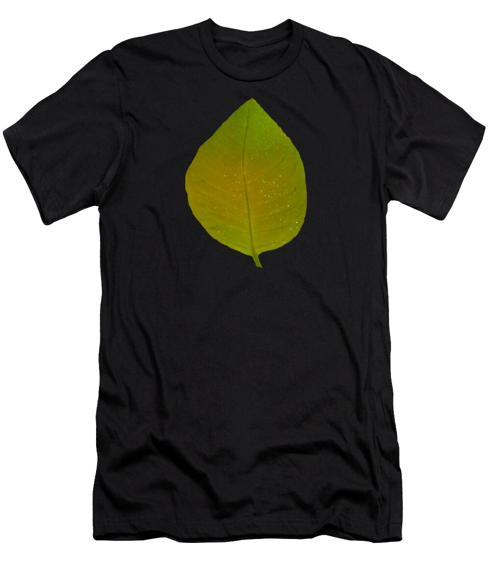 Green T-Shirt featuring the photograph Green Autumn Leaf Wall Art Home Decor by Delynn Addams