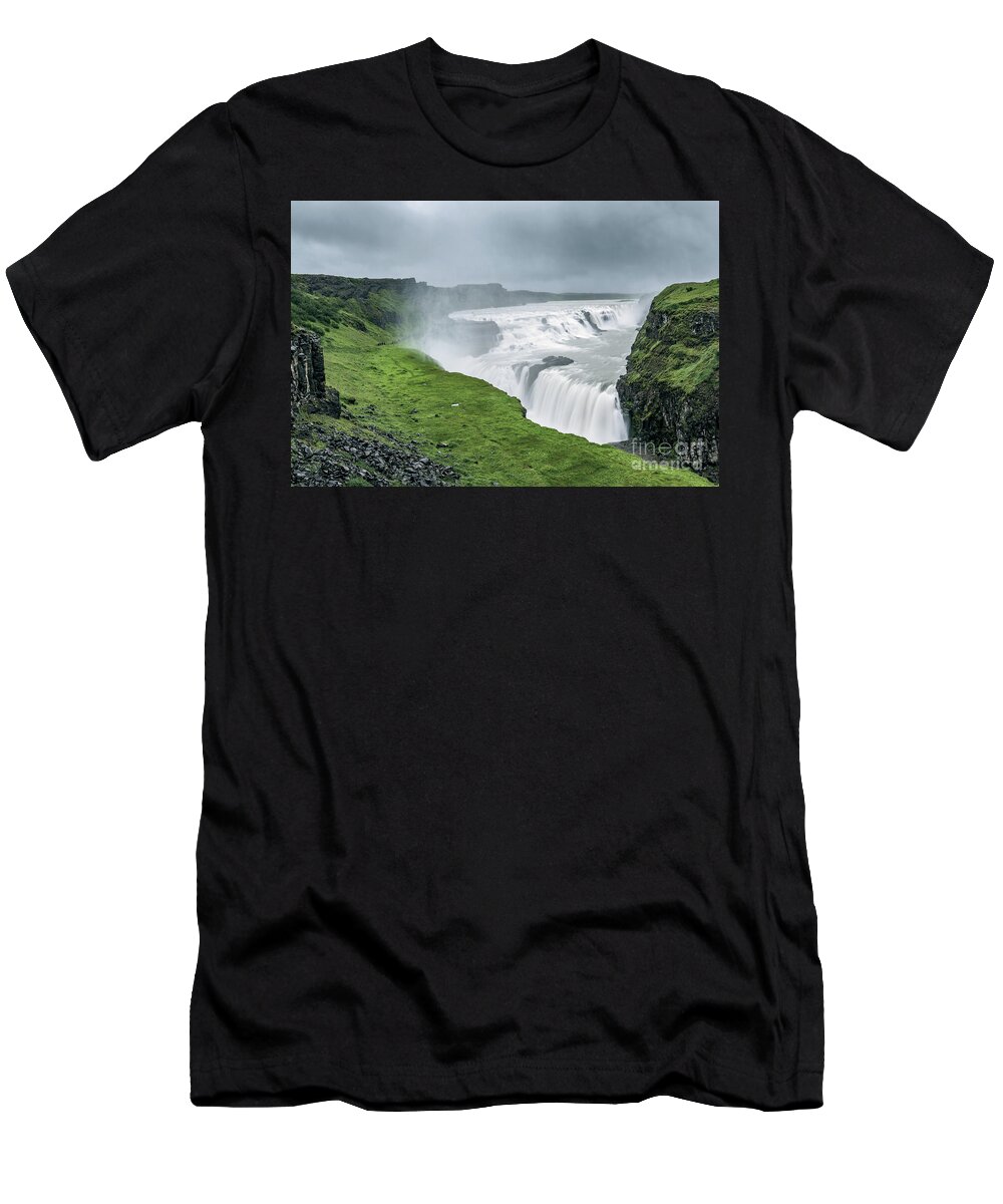 Iceland T-Shirt featuring the photograph Gullfoss waterfall, Iceland by Delphimages Photo Creations