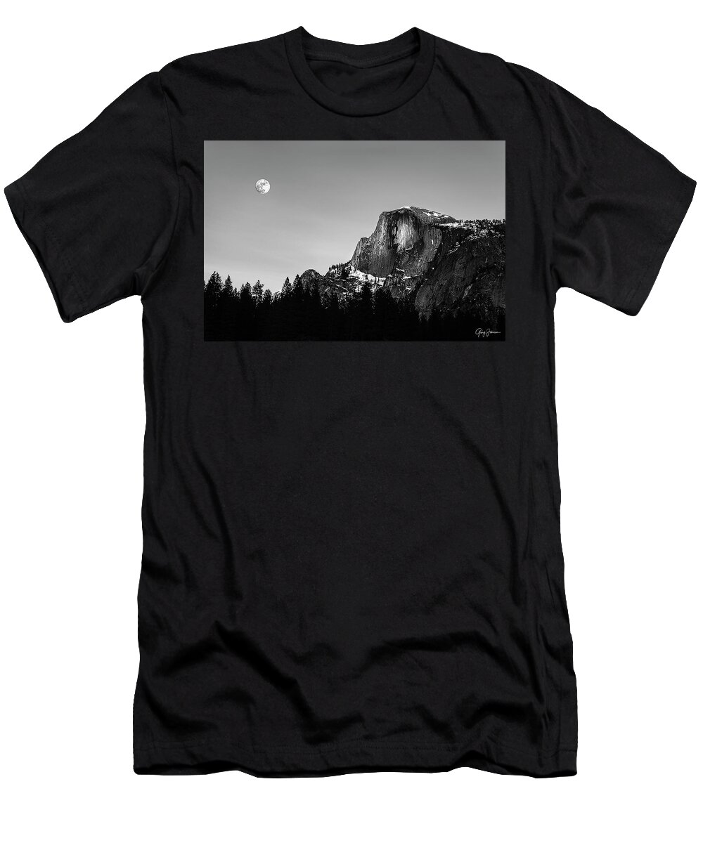 Yosemite T-Shirt featuring the photograph Half Dome in Black and White by Gary Johnson