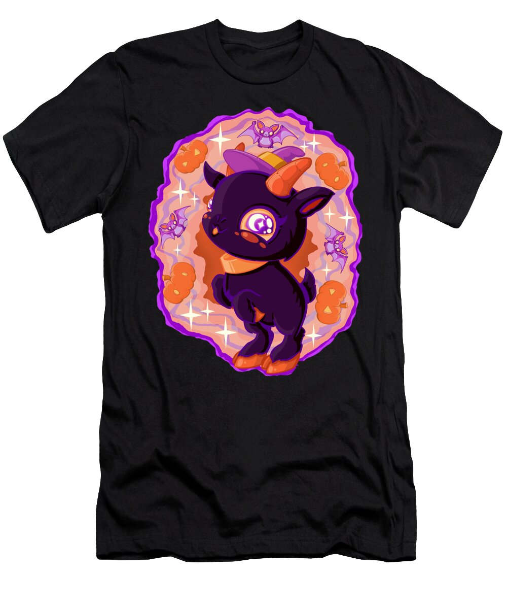 Goat T-Shirt featuring the drawing Halloween Magic by Ludwig Van Bacon