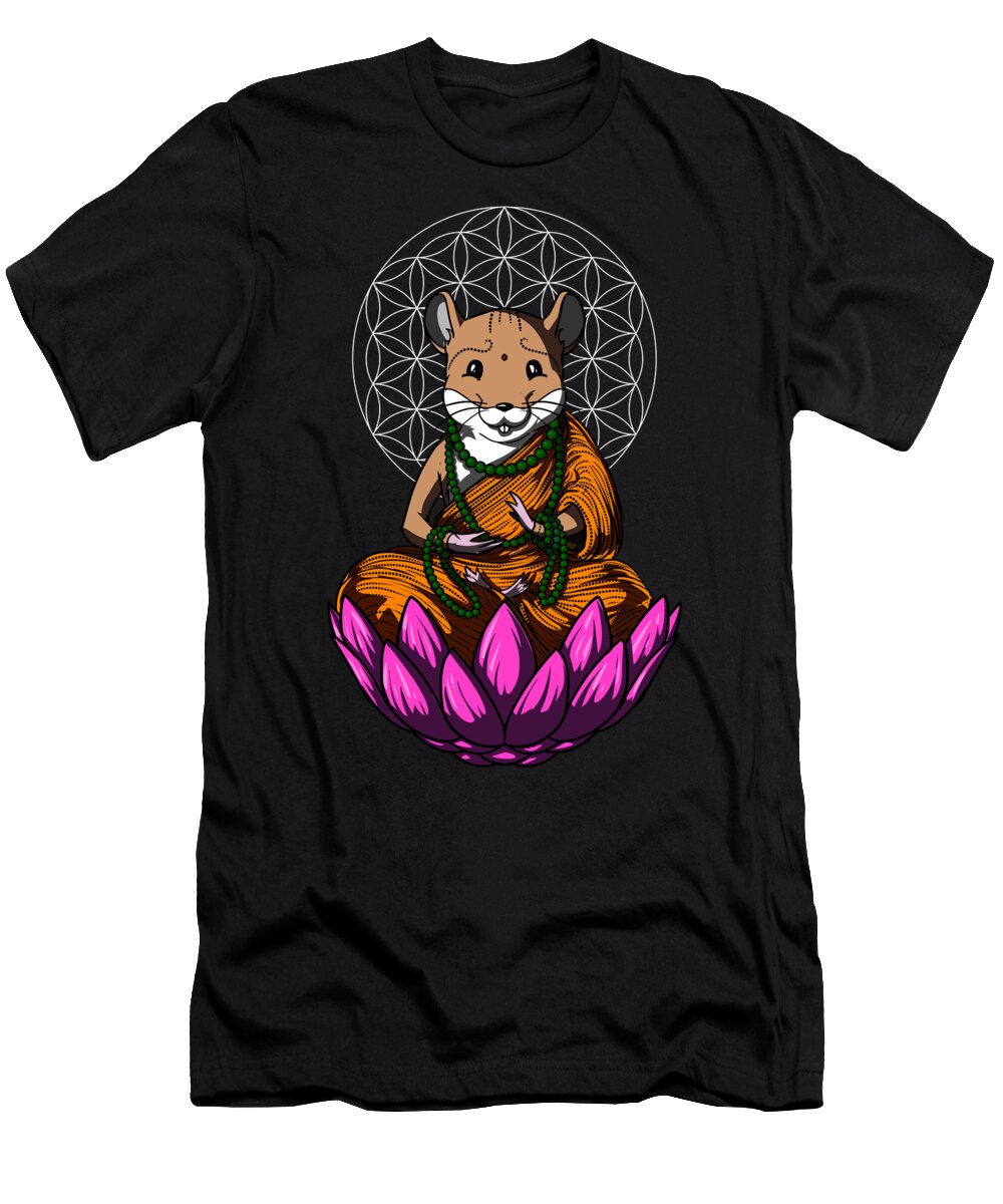 Buddha T-Shirt featuring the digital art Hamster Buddha by Nikolay Todorov