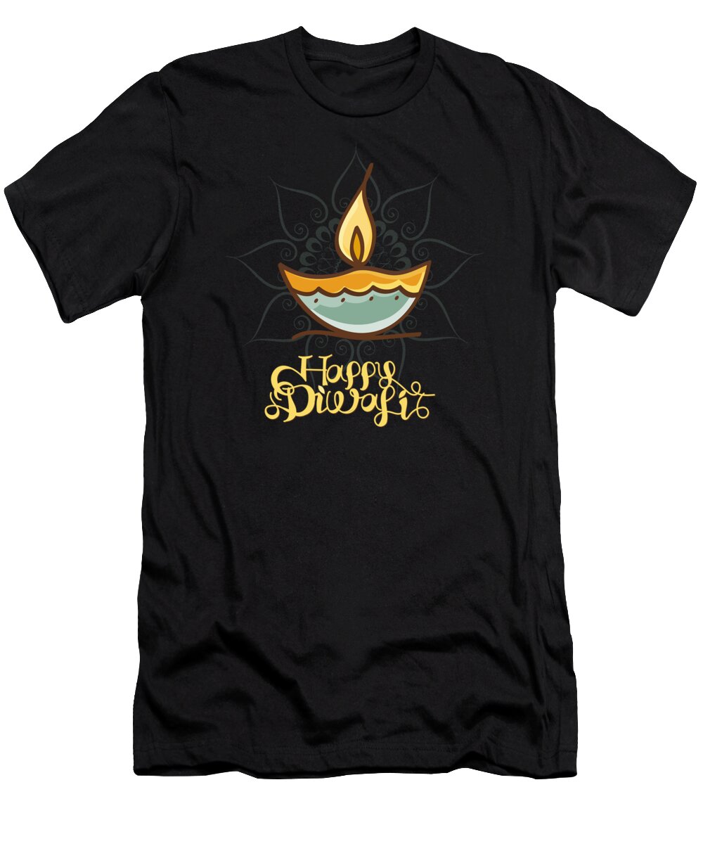 Cool T-Shirt featuring the digital art Happy Diwali T Shirt by Flippin Sweet Gear
